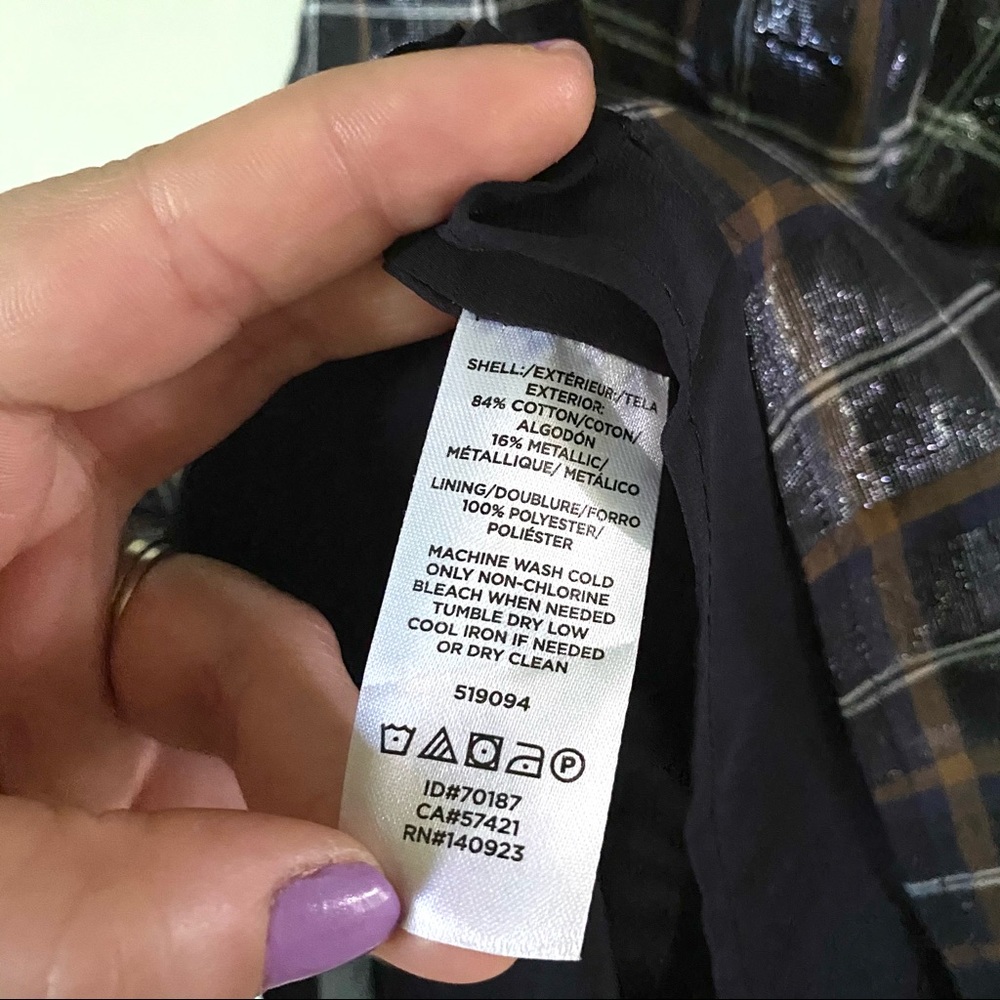 •LOFT shimmer plaid ruffle trim top NWT• Size 16 - Picture 9 of 12